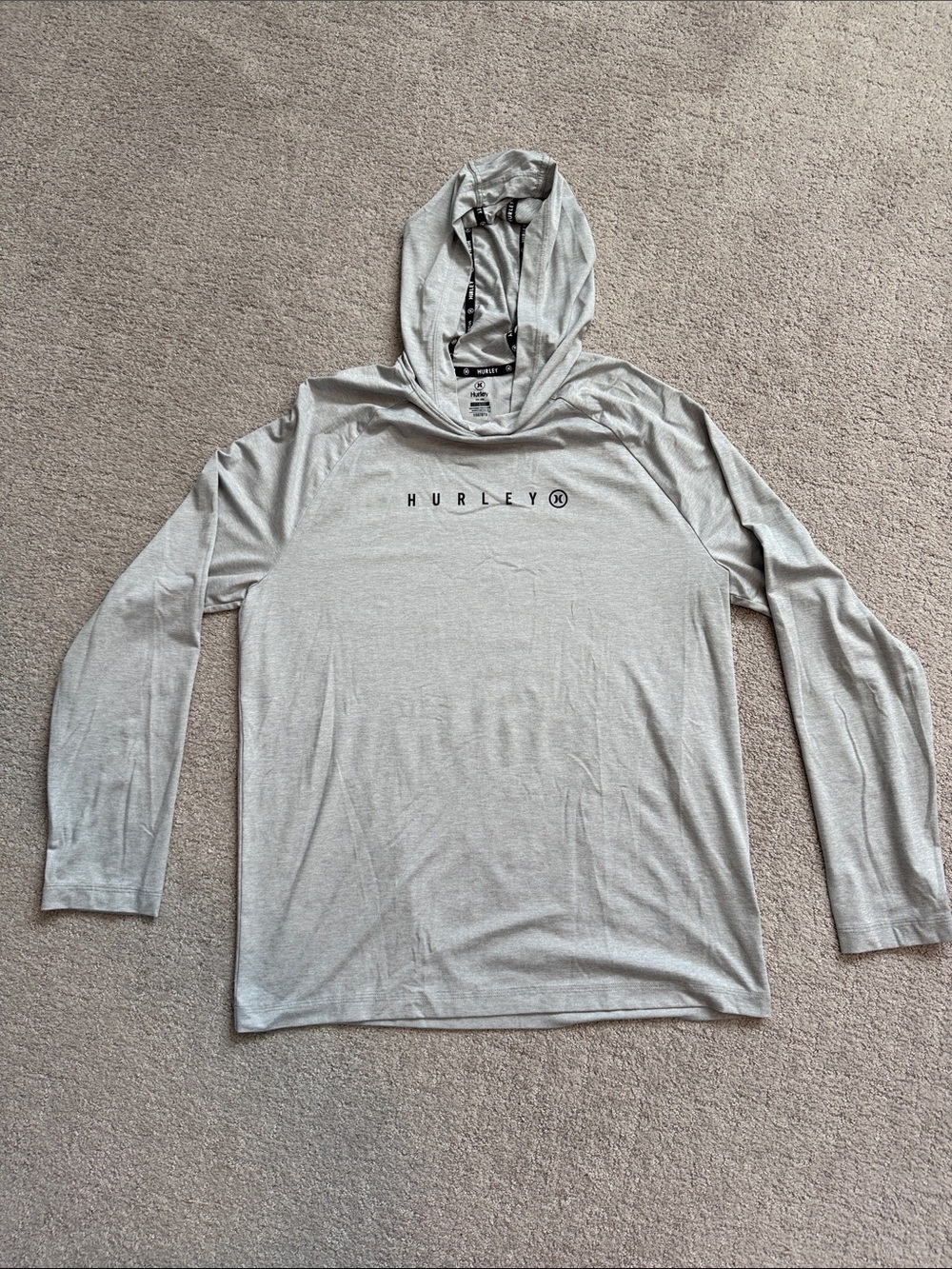 Hurley Men's Light Gray Hooded Long Sleeve